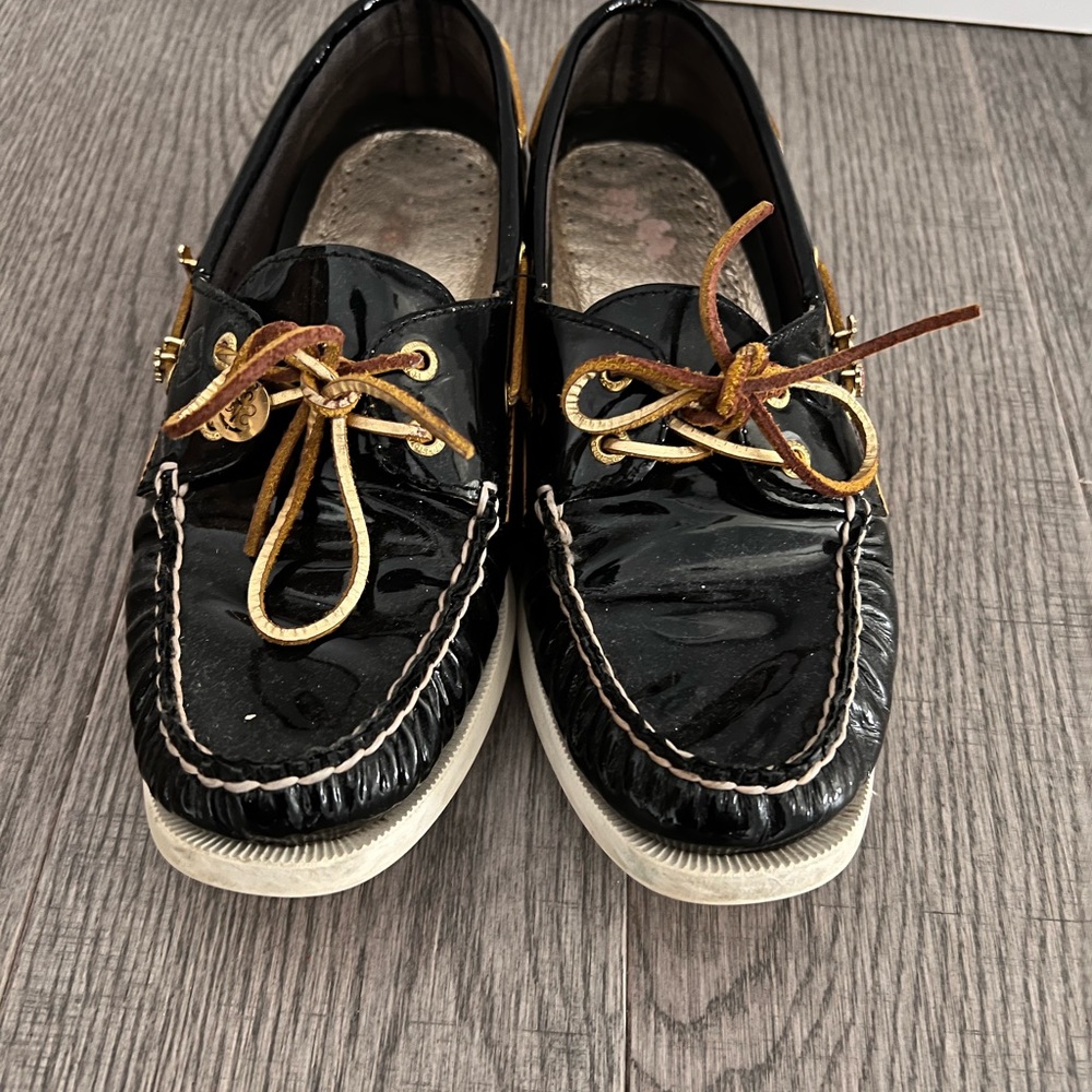 Sperry Black Leather Boat Shoes